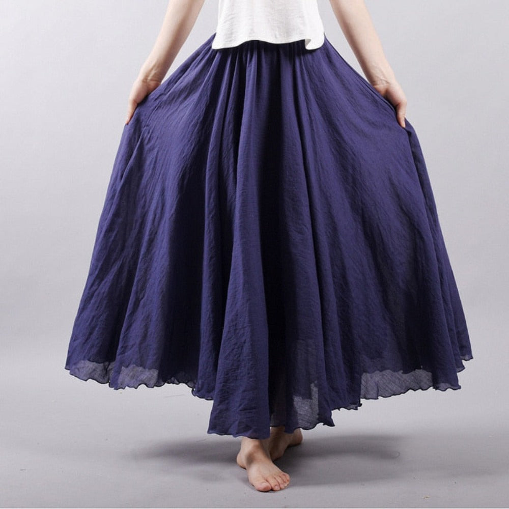 Elegant High Waist Linen Maxi Skirt - Body Central Store