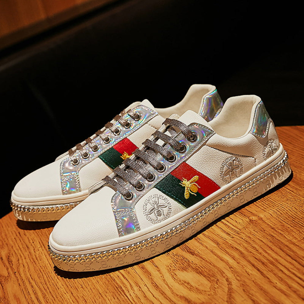 Stylish Brand Embroidered Skateboarding Sneakers | Body Central