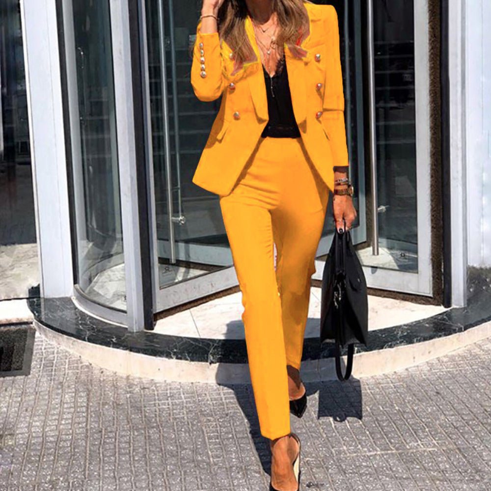 Blazer Elastic Pants Suit Slim Elegant Pants Set - Body Central