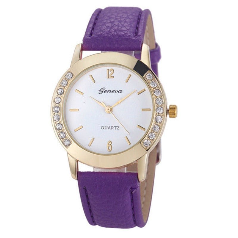 Branded Women Leather Quartz Watch - Body Central