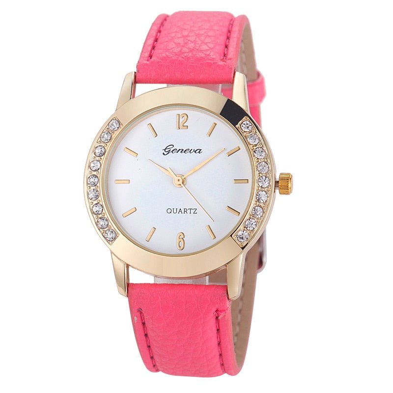 Branded Women Leather Quartz Watch - Body Central