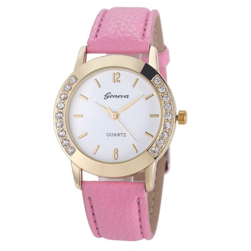 Branded Women Leather Quartz Watch - Body Central