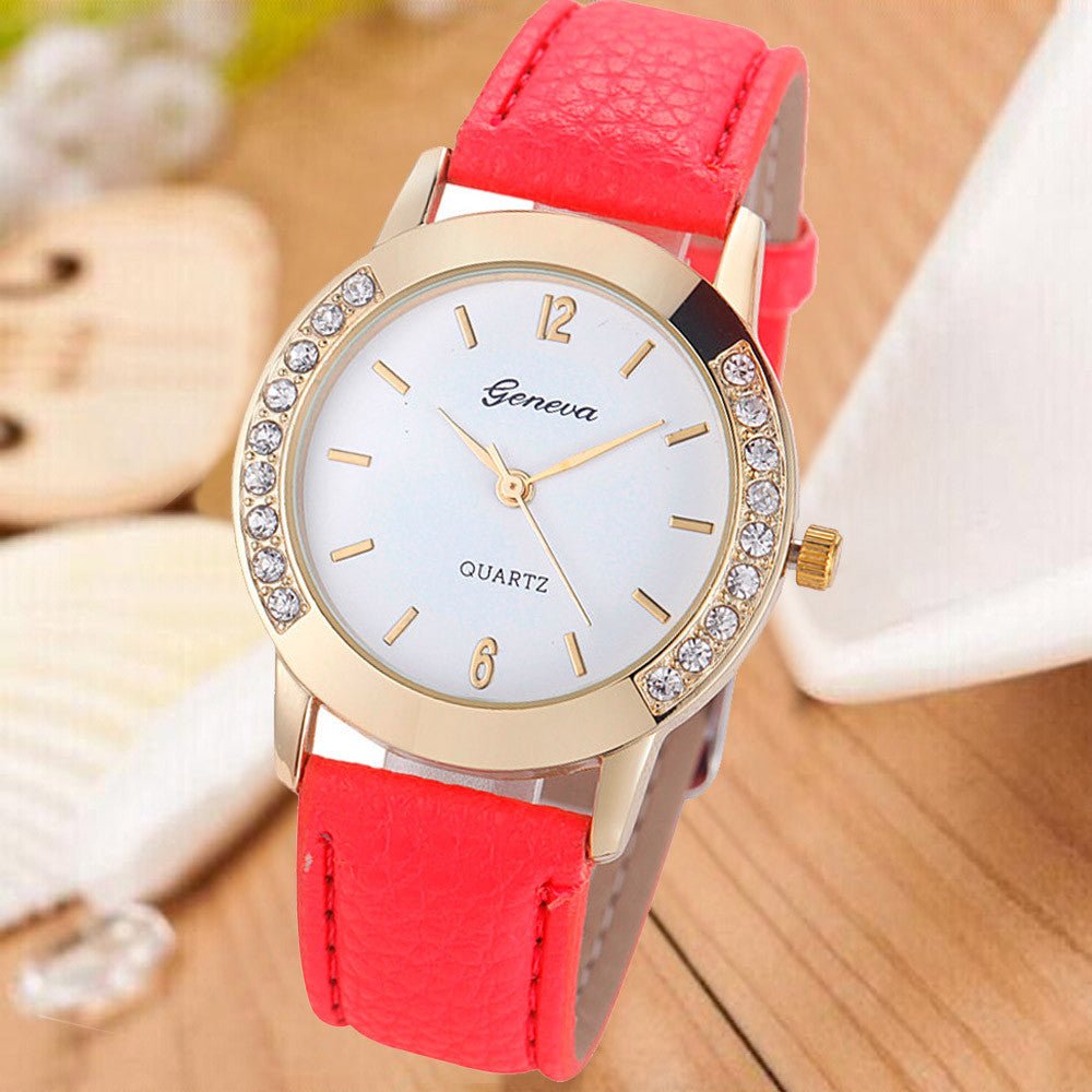 Branded Women Leather Quartz Watch - Body Central
