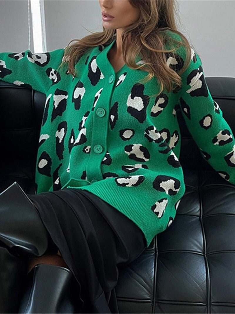 Buttons V - neck Checkered Knitted Long Sleeve Sweater Cardigan With Pocket - Body Central