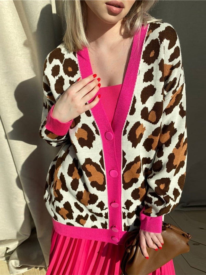 Buttons V - neck Checkered Knitted Long Sleeve Sweater Cardigan With Pocket - Body Central