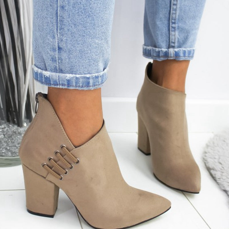 Women Ankle Boots Short High heel Pointed Shoes - Body Central Store