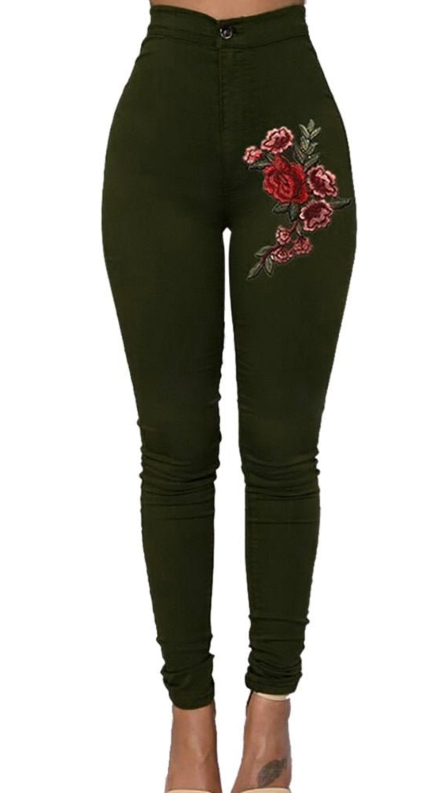 Skinny Applique Elastic High Waist Stretch Slim Pencil Jeans - Body Central