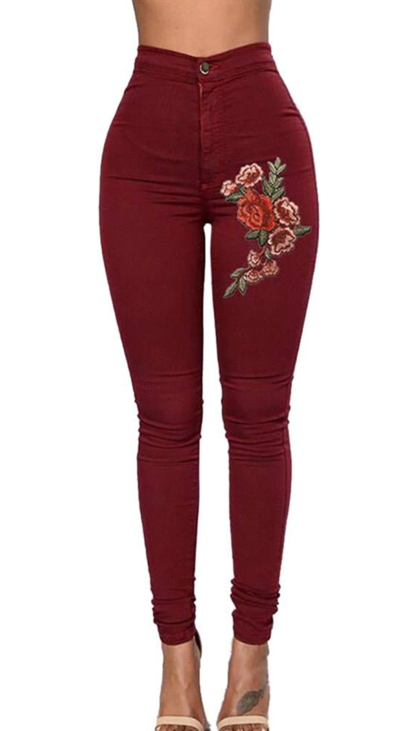 Skinny Applique Elastic High Waist Stretch Slim Pencil Jeans - Body Central