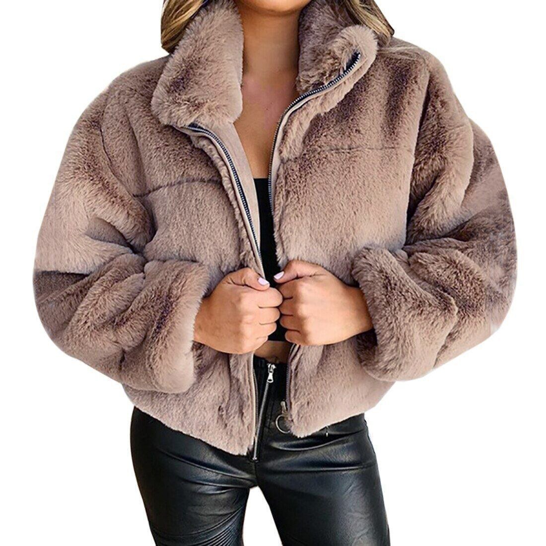 Cropped Fluffy Faux Fur Overcoat - Body Central