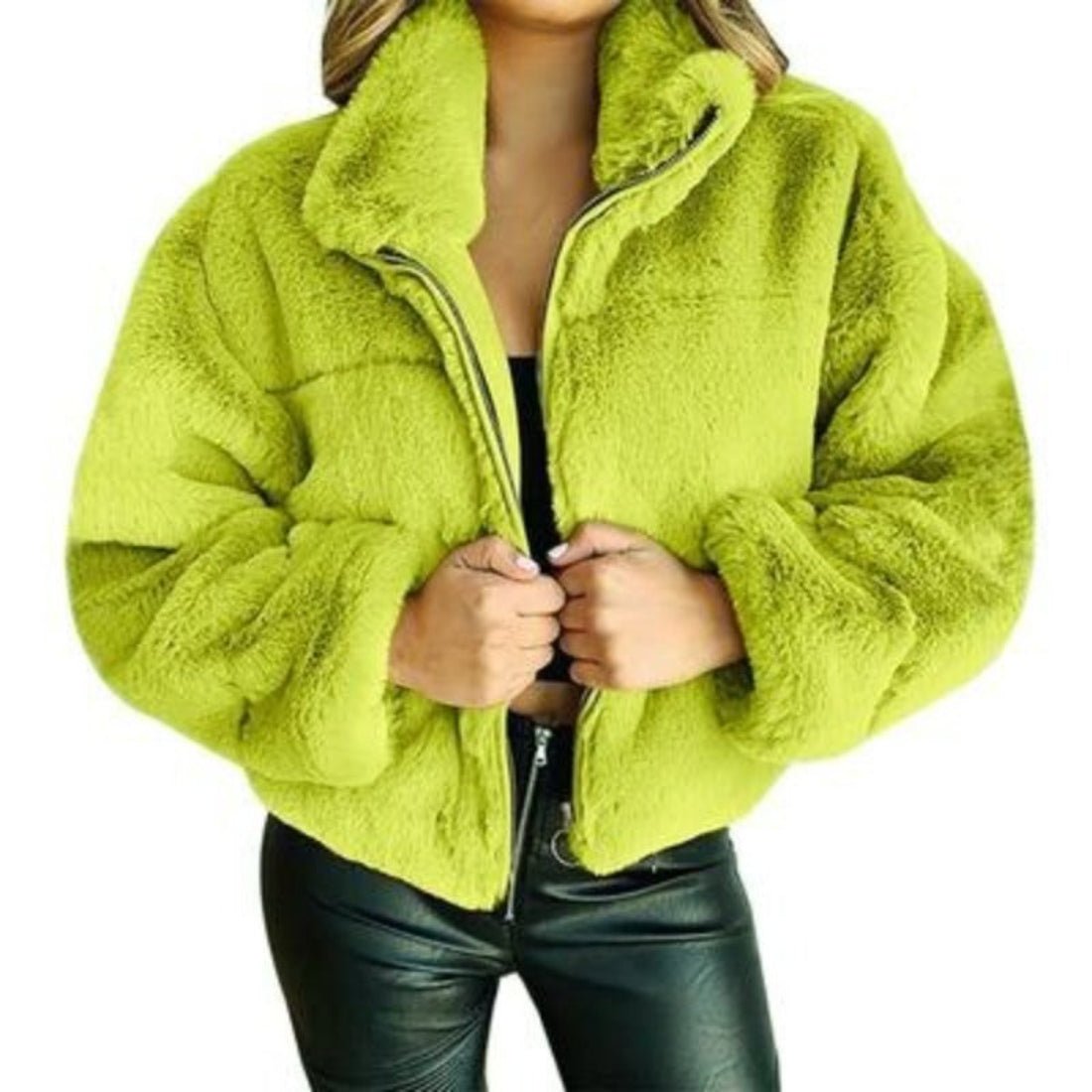 Cropped Fluffy Faux Fur Overcoat - Body Central