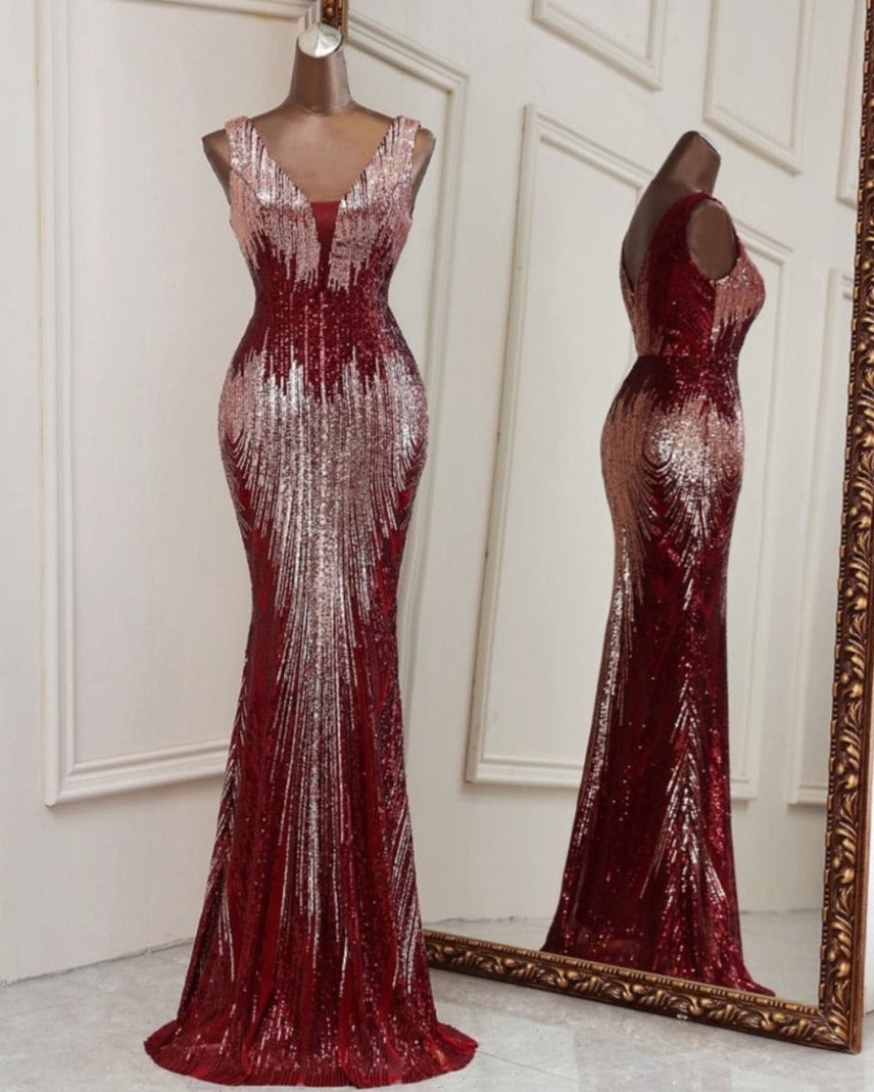 Elegant Deep V neck Evening Dress - Body Central