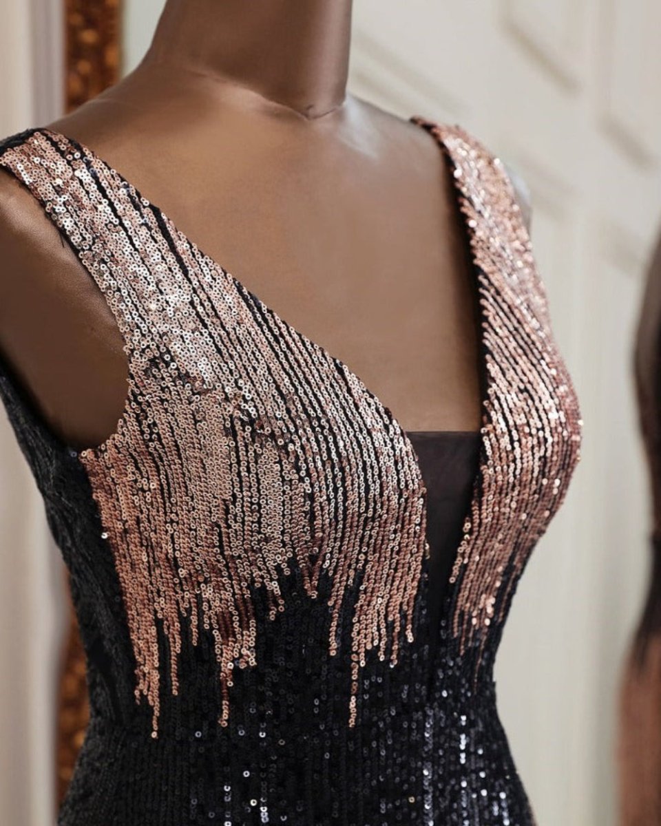 Elegant Deep V neck Evening Dress - Body Central