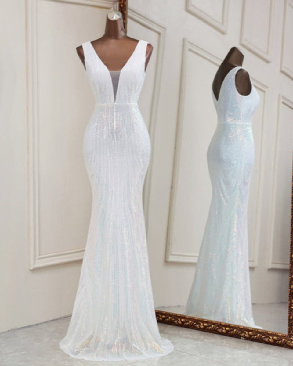 Elegant Deep V neck Evening Dress - Body Central