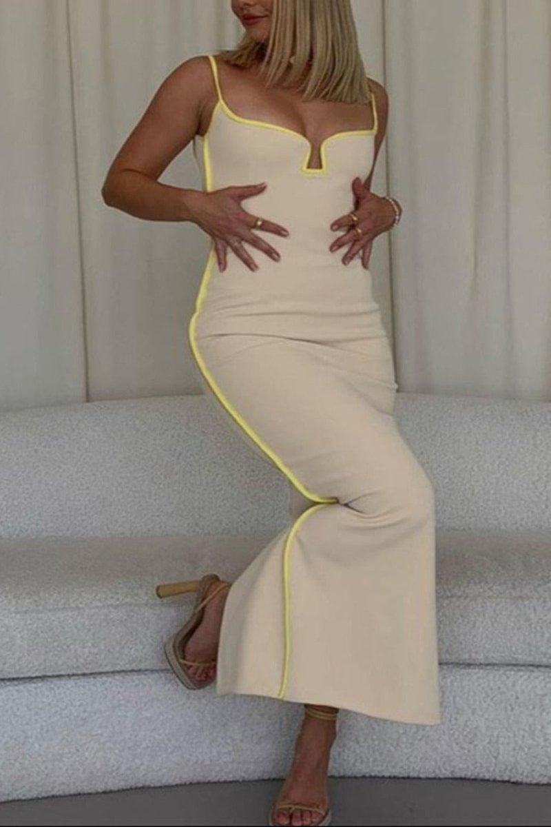 Elegant Dress with Split Slim Spaghetti Strap - Body Central