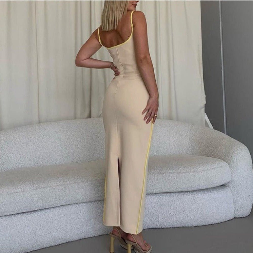 Elegant Dress with Split Slim Spaghetti Strap - Body Central