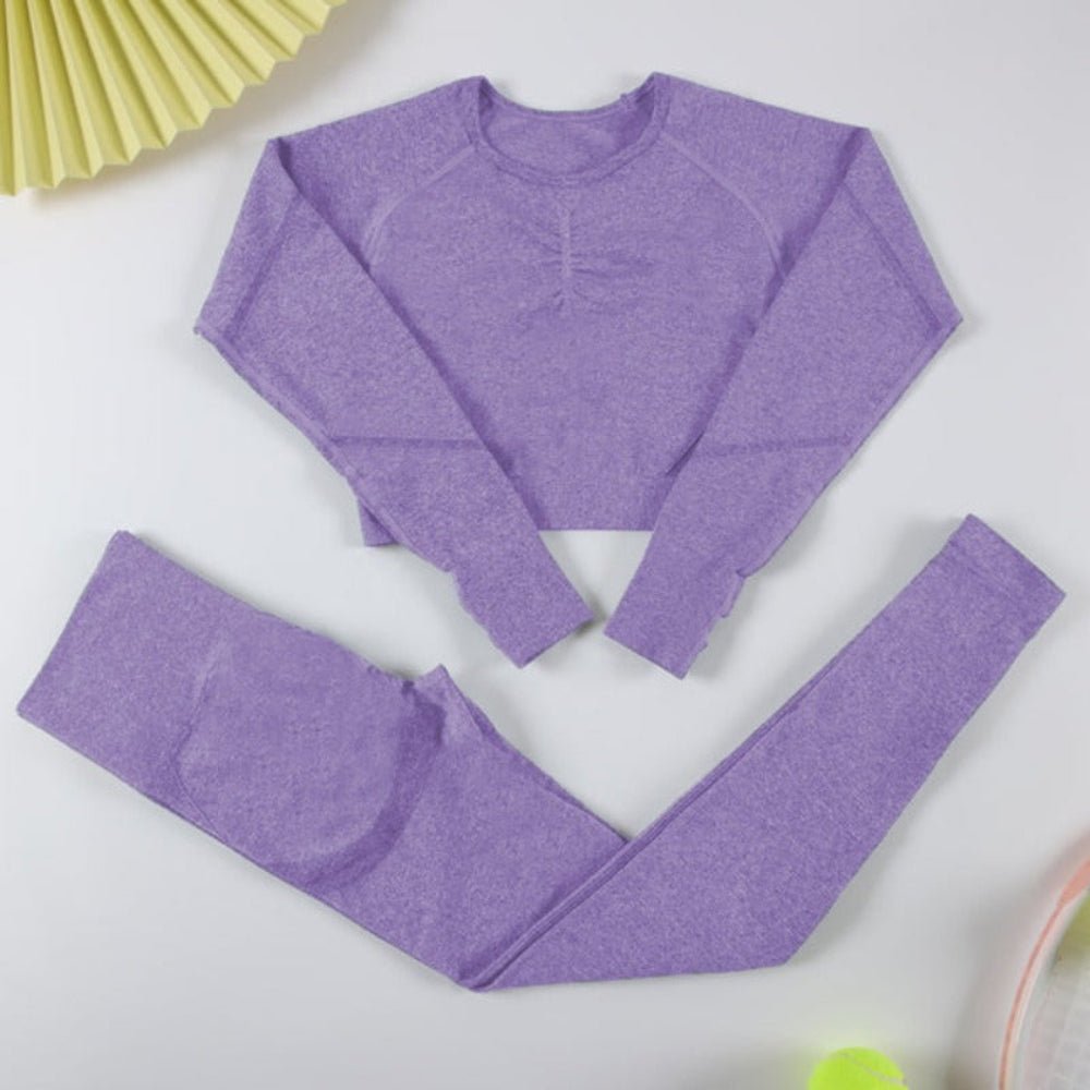 Long Sleeve Sports Set Fitness Yoga High Waist Leggings - Body Central