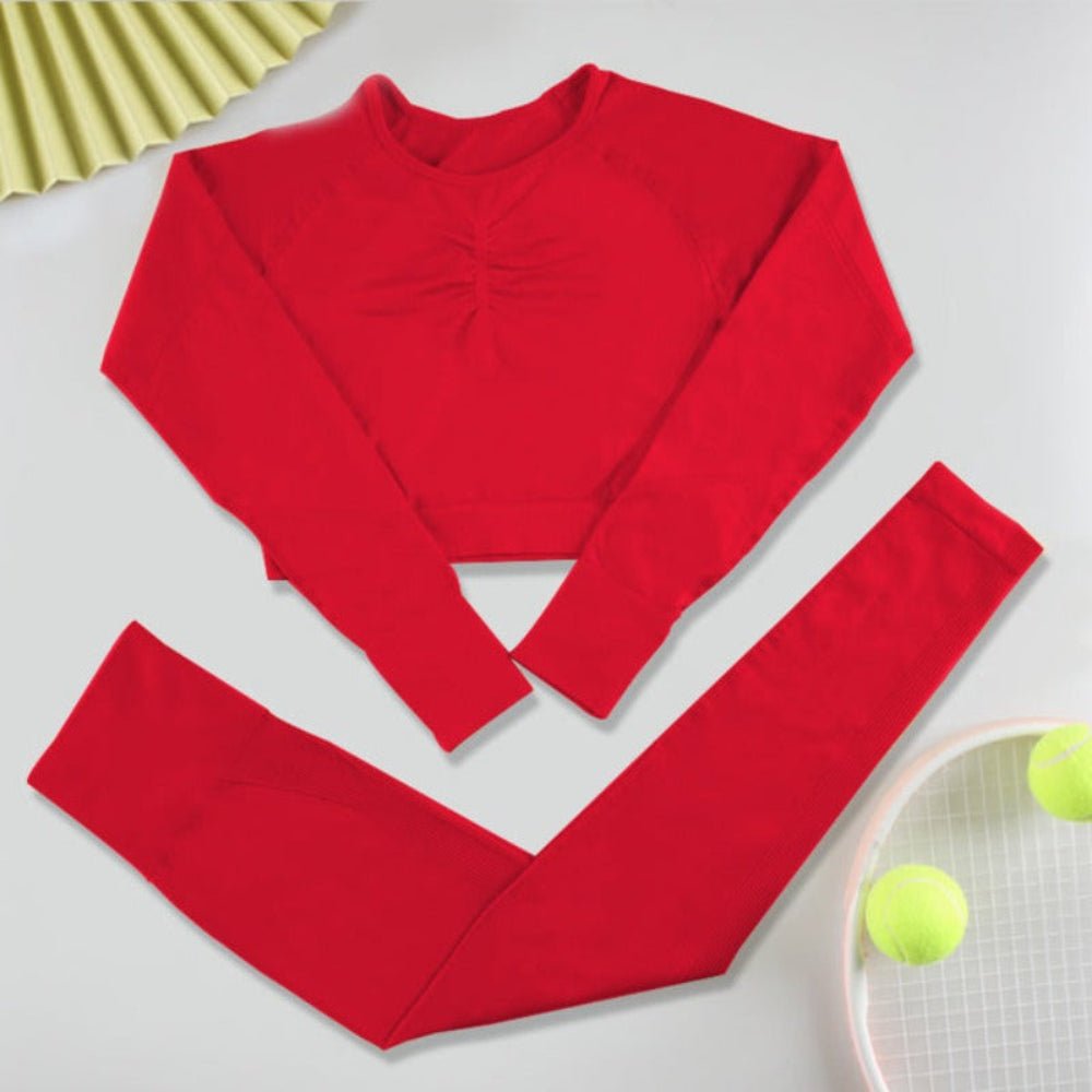 Long Sleeve Sports Set Fitness Yoga High Waist Leggings - Body Central