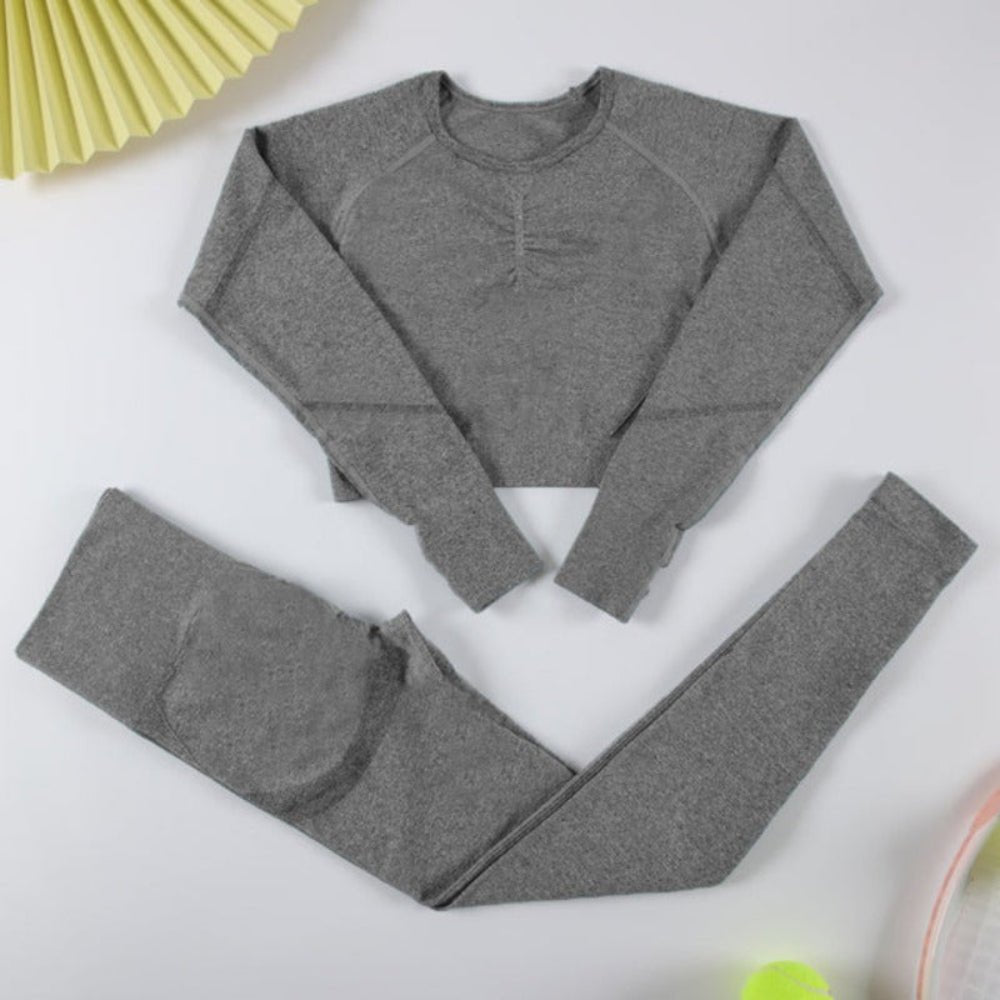 Long Sleeve Sports Set Fitness Yoga High Waist Leggings - Body Central