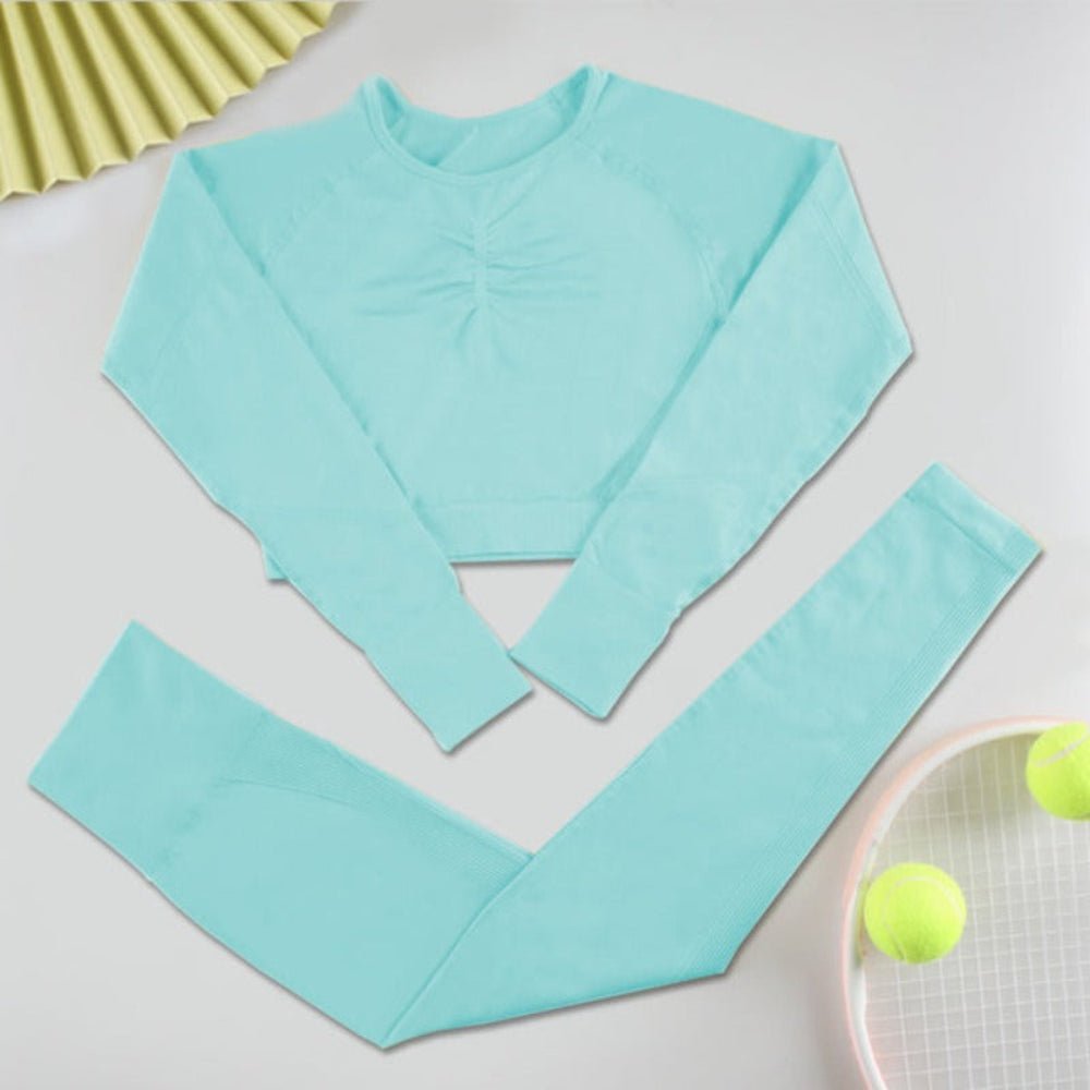 Long Sleeve Sports Set Fitness Yoga High Waist Leggings - Body Central