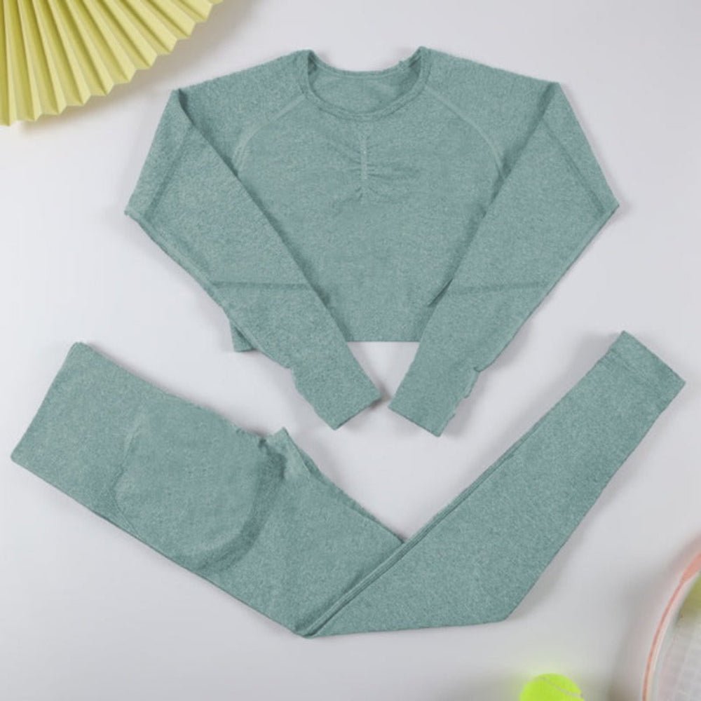 Long Sleeve Sports Set Fitness Yoga High Waist Leggings - Body Central