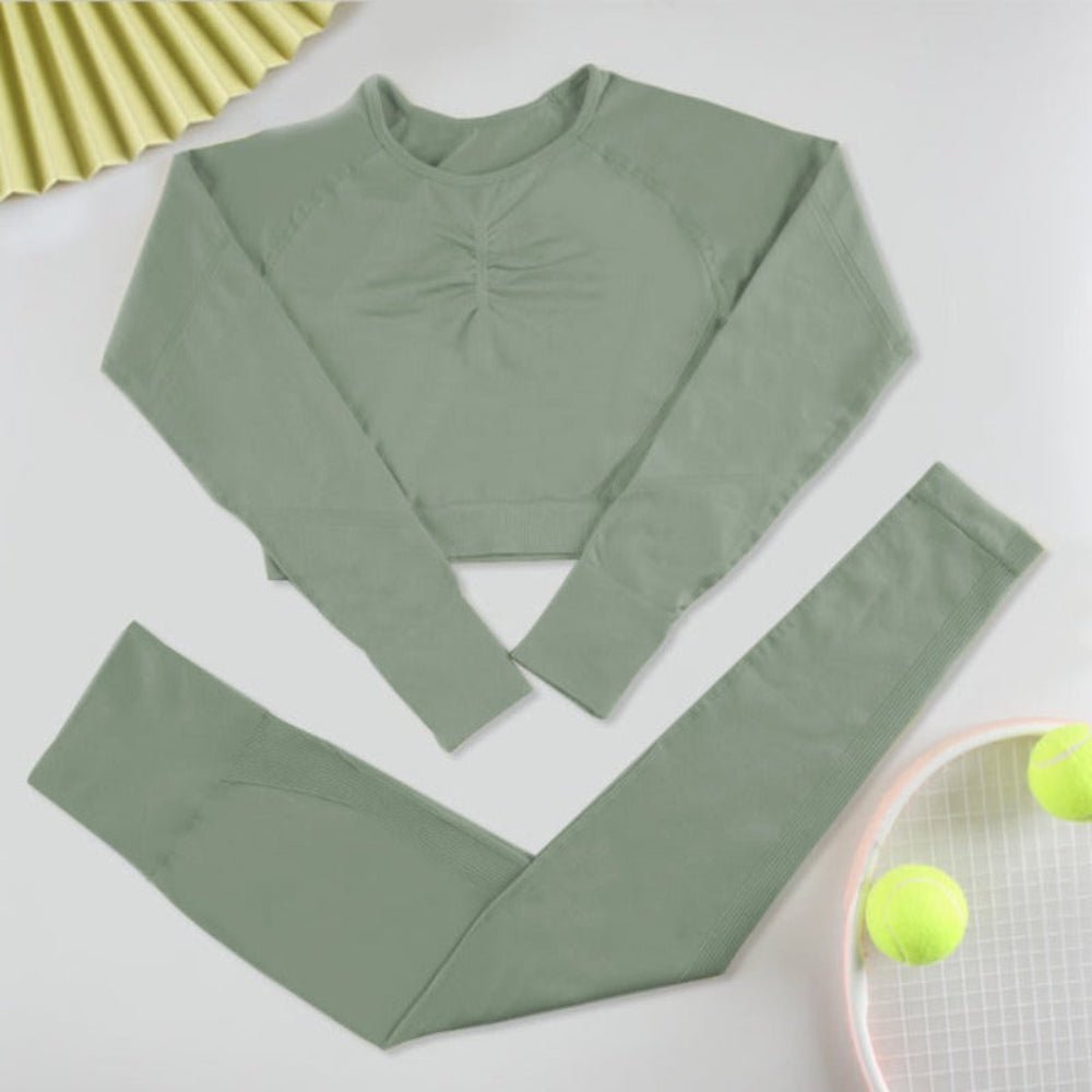 Long Sleeve Sports Set Fitness Yoga High Waist Leggings - Body Central