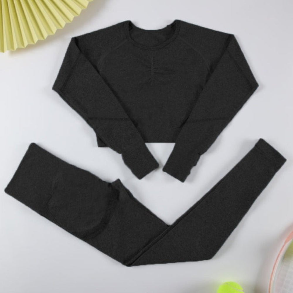 Long Sleeve Sports Set Fitness Yoga High Waist Leggings - Body Central