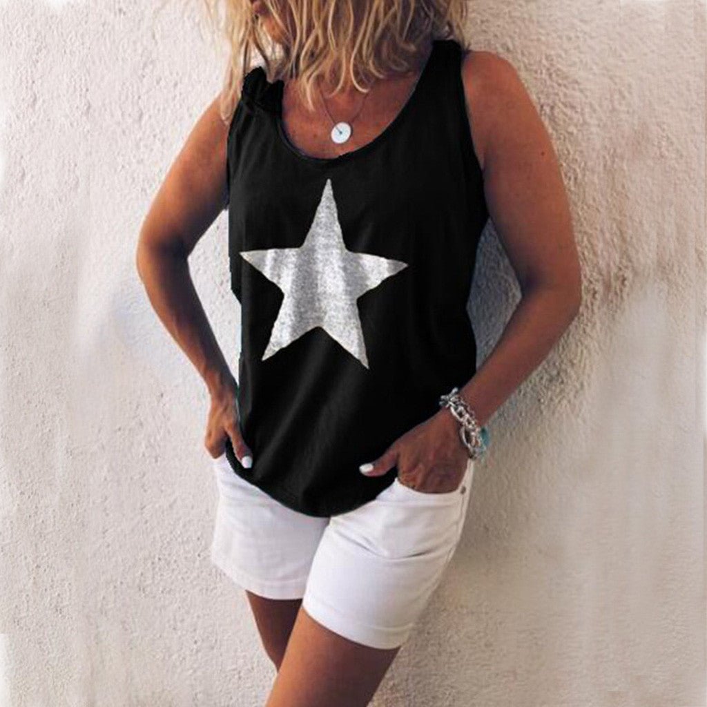 Loose Vest Round Neck Sleeveless Shirt - Body Central