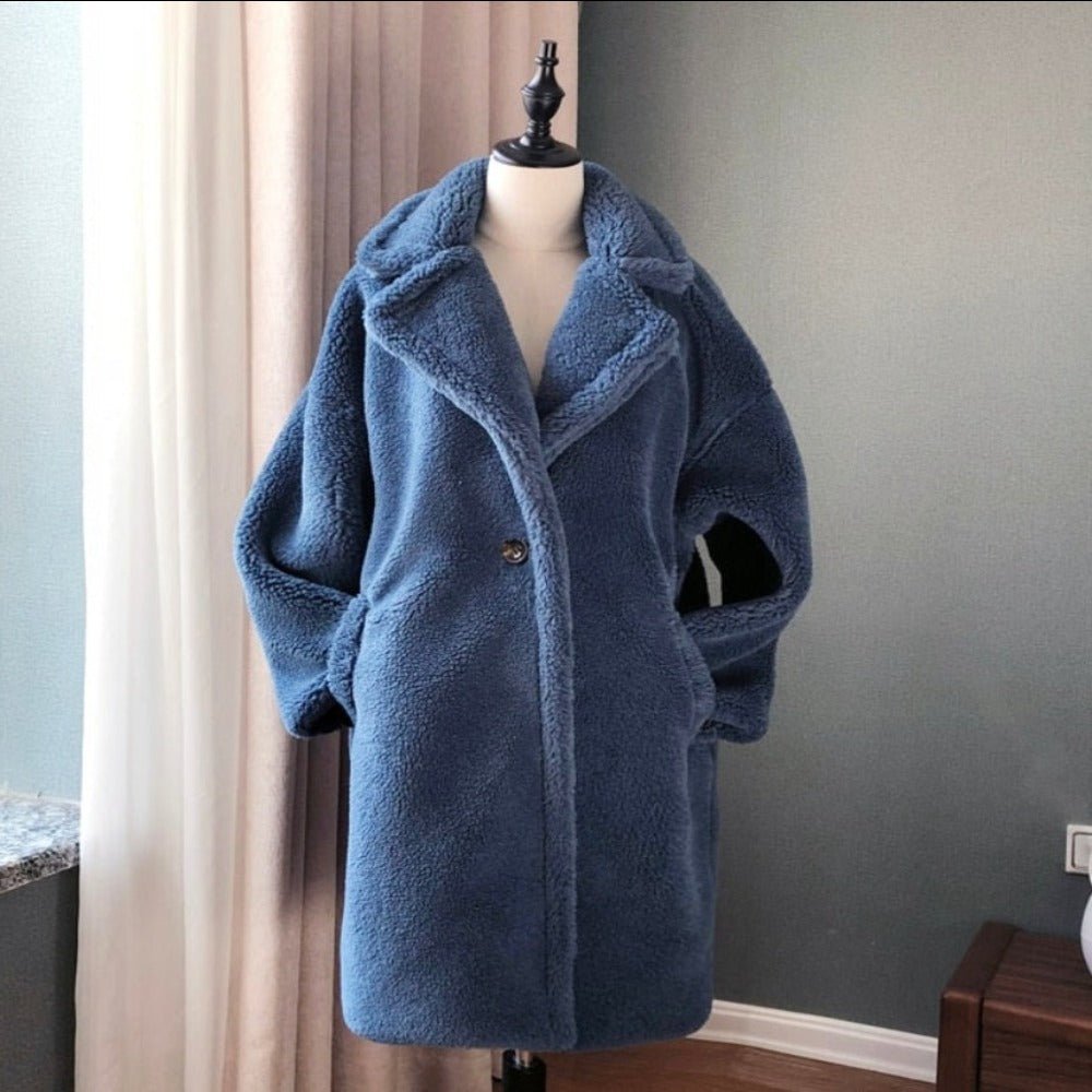 Luxury Long Fur Loose Lapel Shaggy Warm Fluffy Coat - Body Central