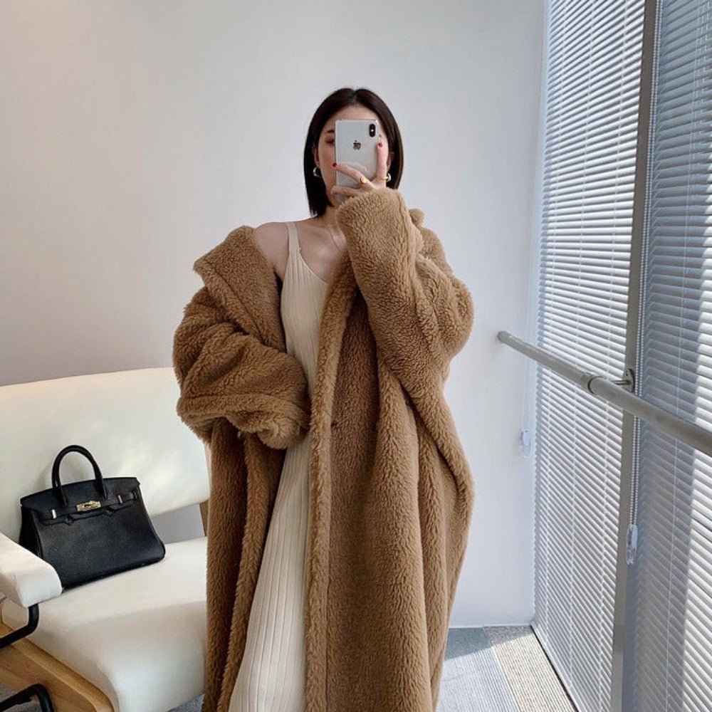 Luxury Long Fur Loose Lapel Shaggy Warm Fluffy Coat - Body Central