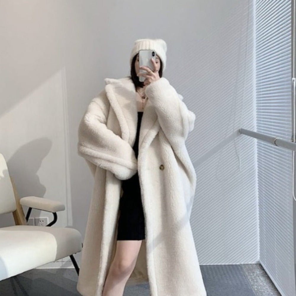 Luxury Long Fur Loose Lapel Shaggy Warm Fluffy Coat - Body Central