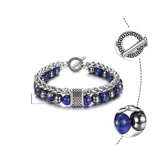 Natural Map Stone Tiger Eye Men's Beaded Bracelet - Body Central