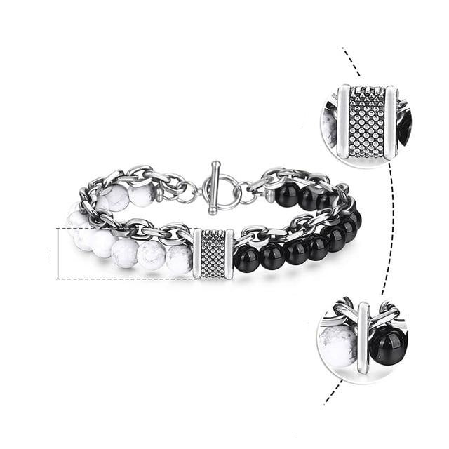 Natural Map Stone Tiger Eye Men's Beaded Bracelet - Body Central