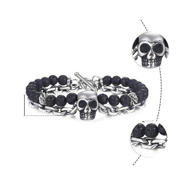 Natural Map Stone Tiger Eye Men's Beaded Bracelet - Body Central