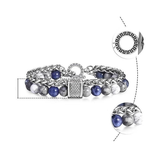 Natural Map Stone Tiger Eye Men's Beaded Bracelet - Body Central