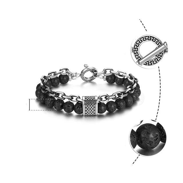 Natural Map Stone Tiger Eye Men's Beaded Bracelet - Body Central