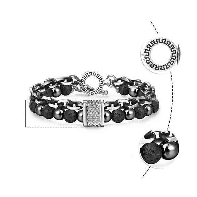 Natural Map Stone Tiger Eye Men's Beaded Bracelet - Body Central