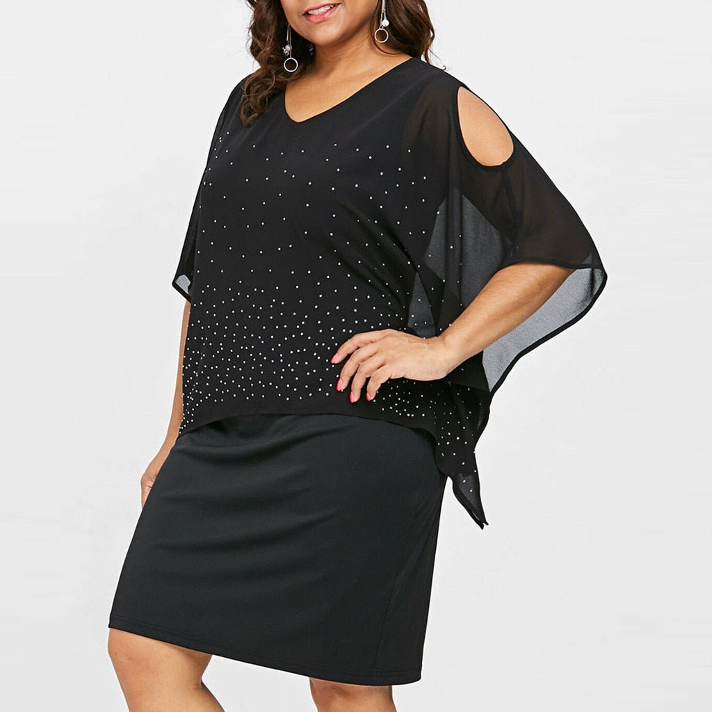 O Neck Overlay Asymmetric Diamonds Elegant Dress - Body Central