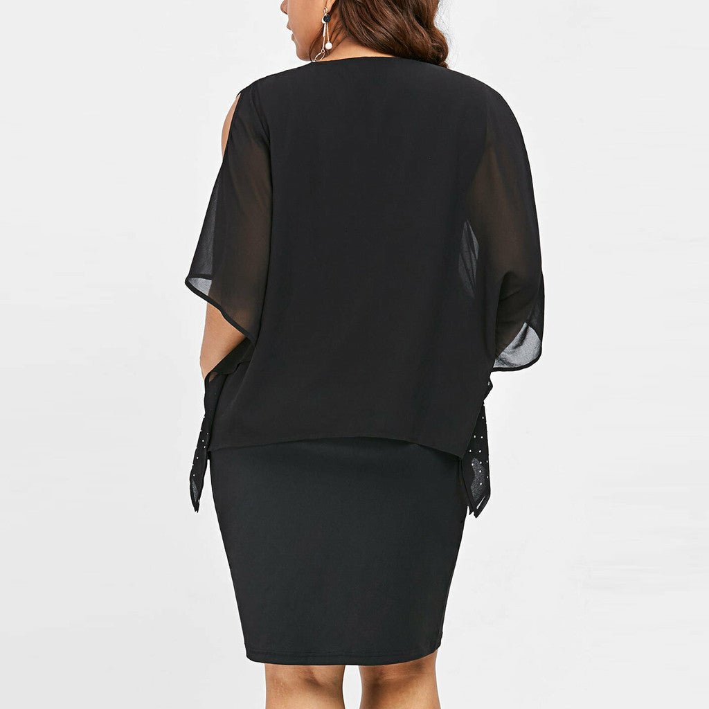 O Neck Overlay Asymmetric Diamonds Elegant Dress - Body Central