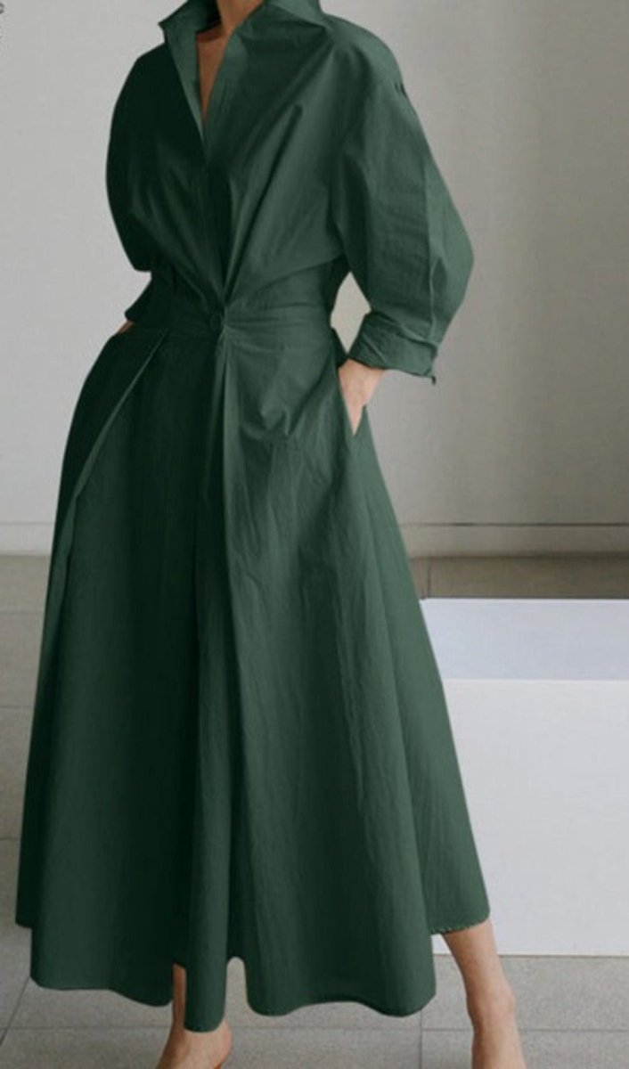 Oversized Elegant Long Sleeve Solid Dress - Body Central