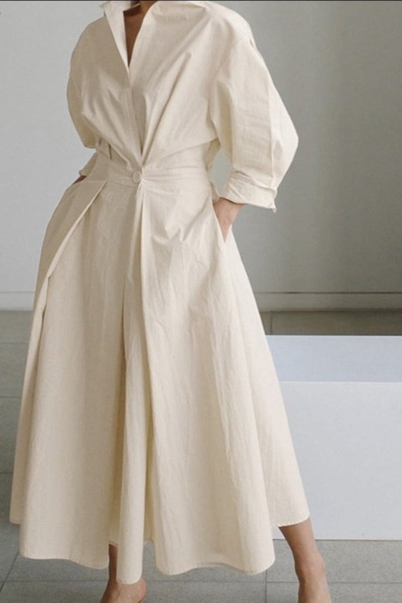 Oversized Elegant Long Sleeve Solid Dress - Body Central