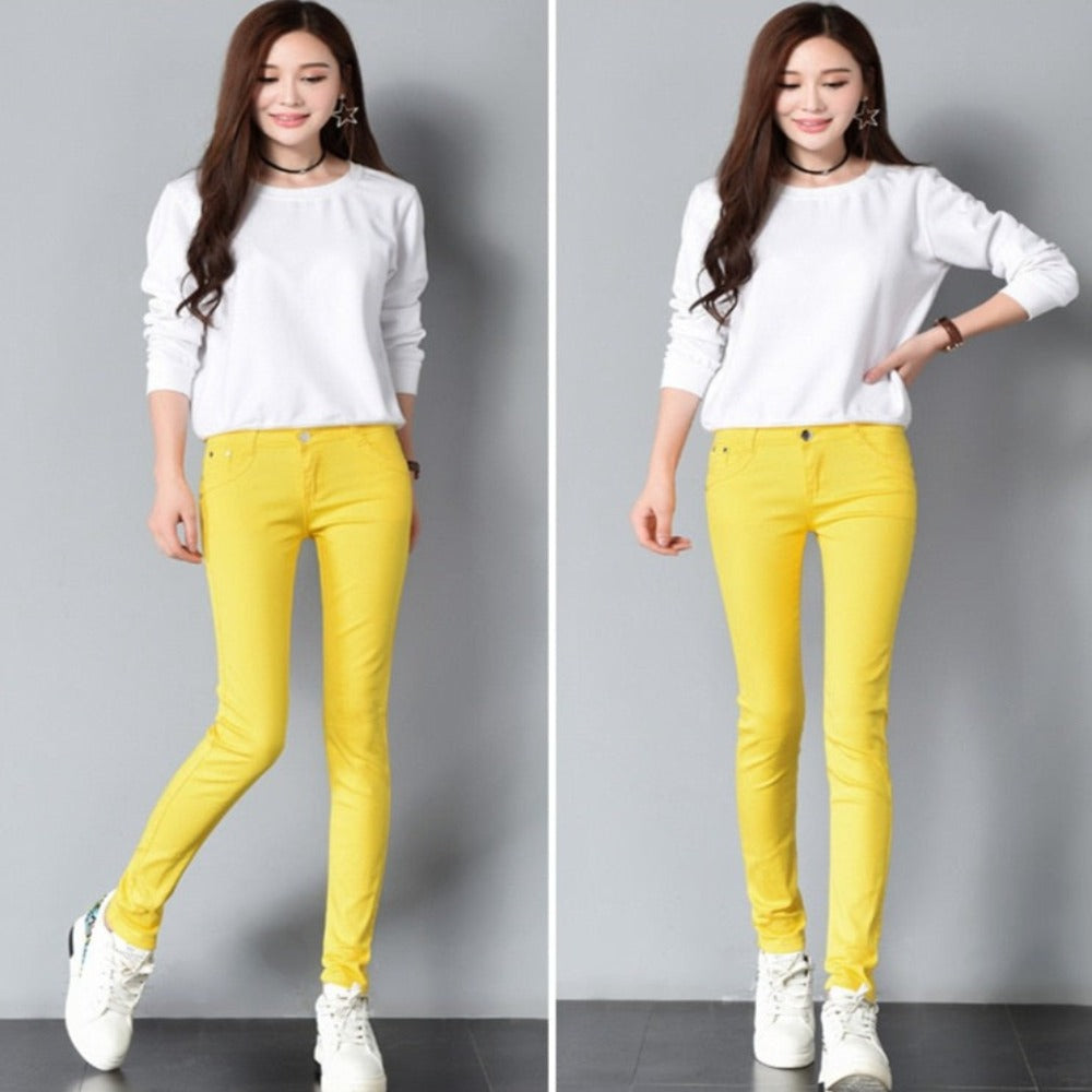Pencil Skinny Candy Color Slim Pants - Body Central Store