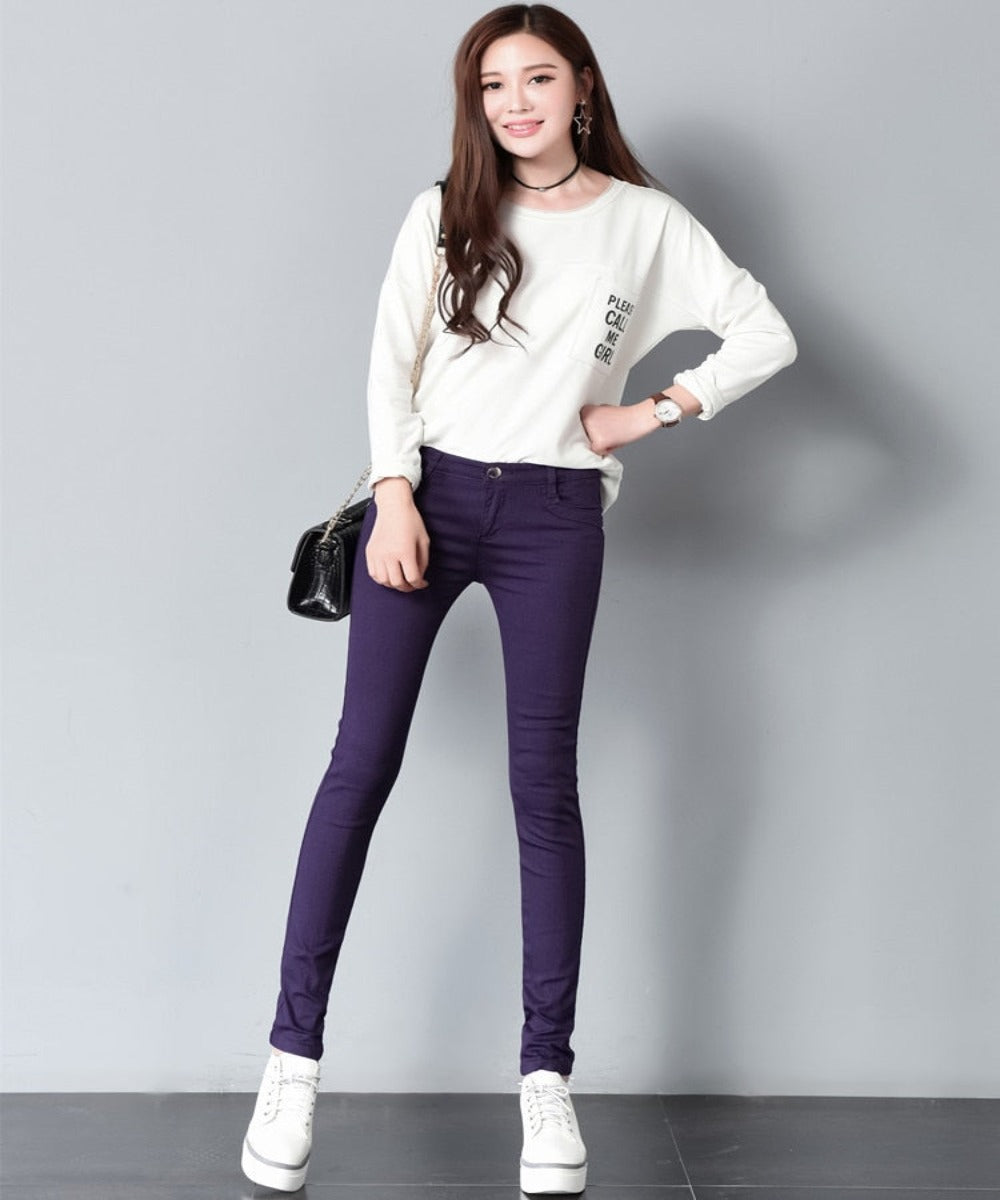Pencil Skinny Candy Color Slim Pants - Body Central Store