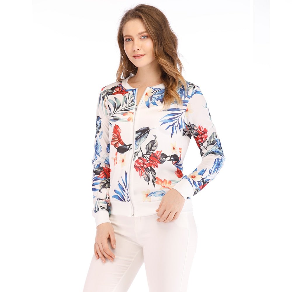 Retro Short Floral Long Sleeve Bomber Jacket - Body Central