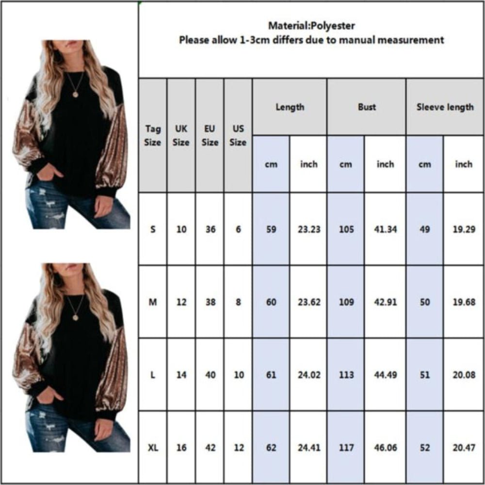 Sequins Long Puff Sleeve Turtleneck Blouse - Body Central