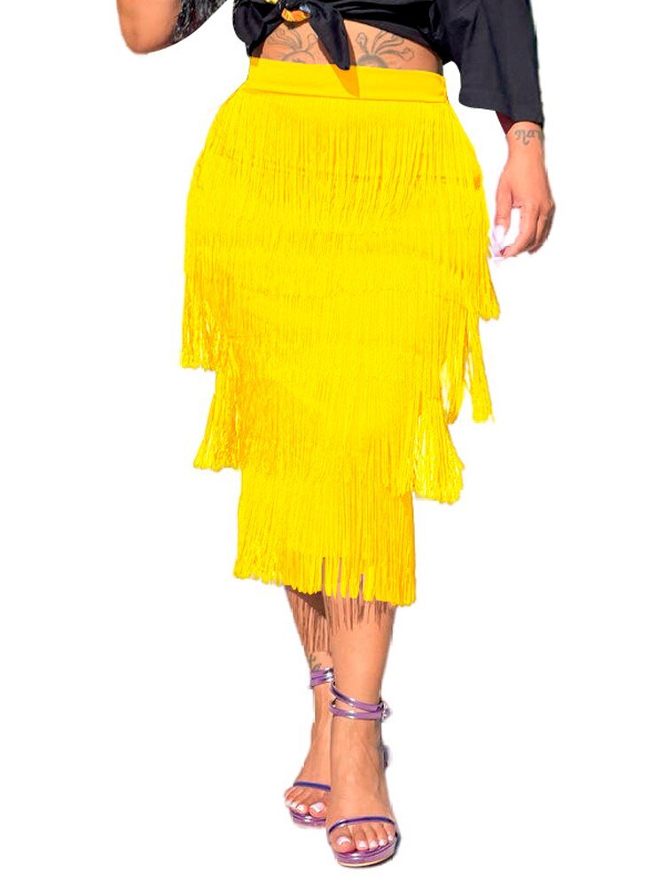 Tassel Fringe Bodycon Pencil Skirts - Body Central