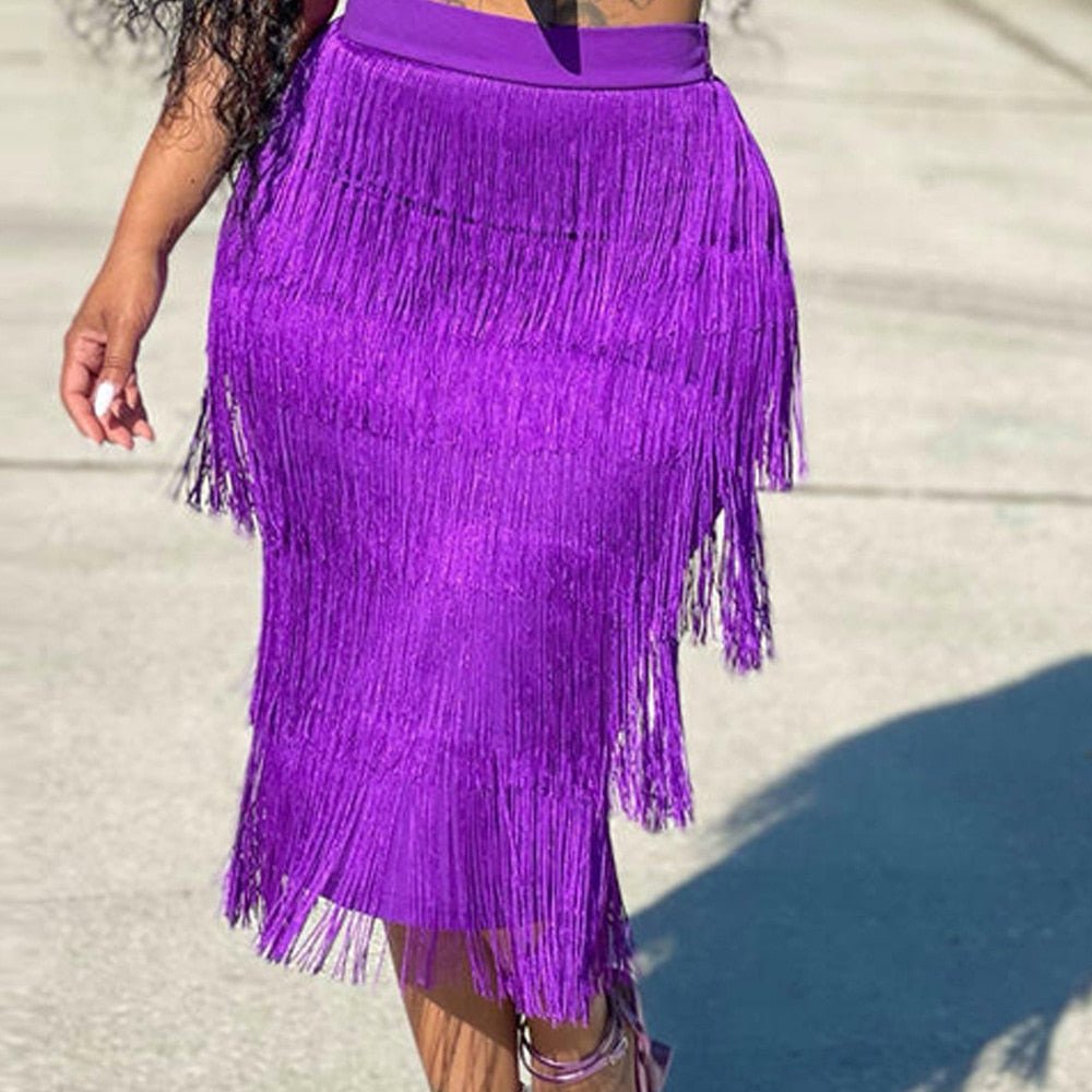 Tassel Fringe Bodycon Pencil Skirts - Body Central