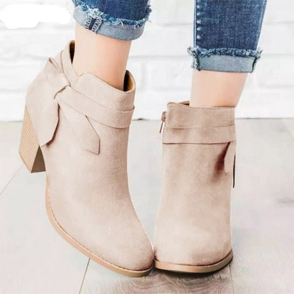 Thick Heel Slip On Round Toe Ankle Boots - Body Central