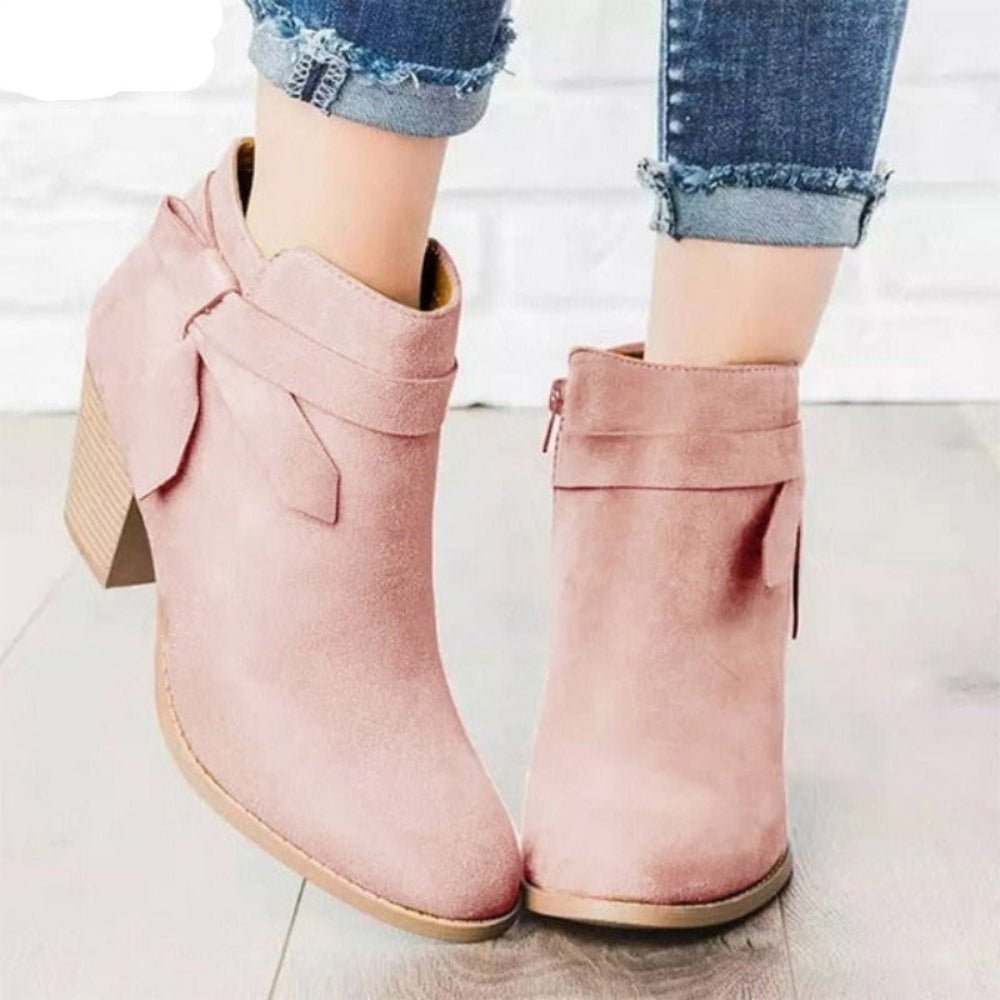 Thick Heel Slip On Round Toe Ankle Boots - Body Central