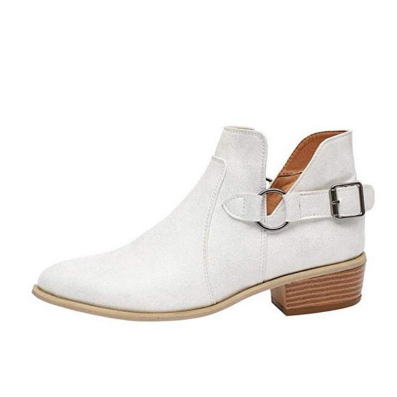 Womens Fashion Casual Shoes Suede Leather Buckle Boots High Heels Zipper - Body Central Store