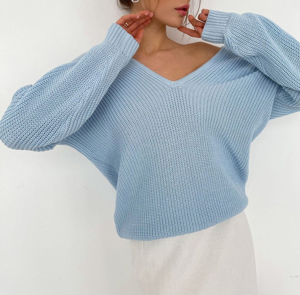 V Neck Pullover Sweater Soft Knitted Jumper - Body Central